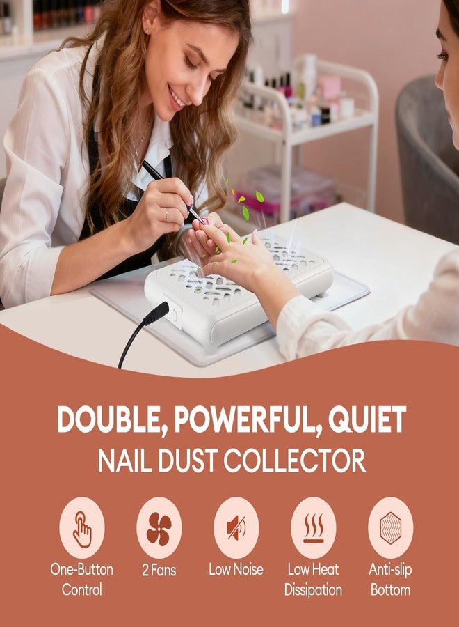 LIARTY Nail Dust Collector: 2 Fans Nail Tech Quiet - Vacuum Nail Fan Dust Collector Vent with Filter Paper Sheets for Nail Art - Professional Nail Tech Supplies - Image 2